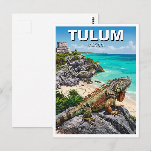 Tulum Mexico Reizen Iguana Briefkaart (Voorkant / Achterkant)