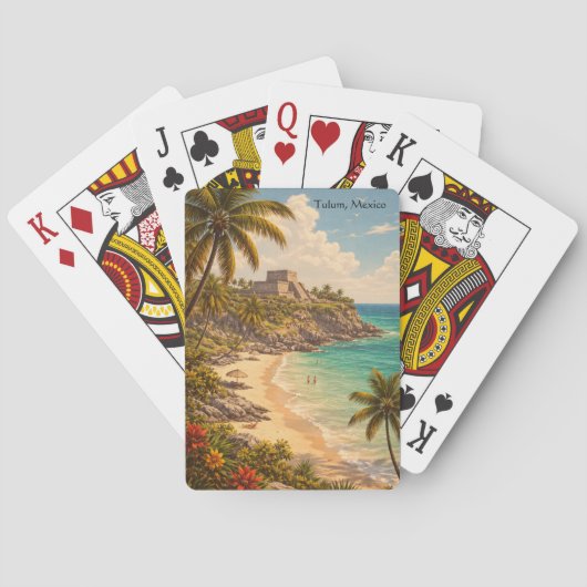 Tulum Mexico Retro Beach Destination Pokerkaarten (Achterkant)