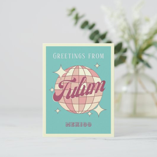 Tulum Mexico Retro Partij Briefkaart (Staand voorkant)