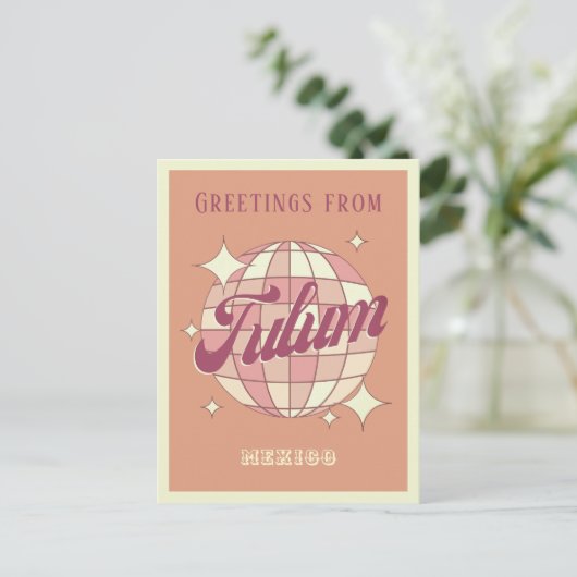 Tulum Mexico Retro Partij Briefkaart (Staand voorkant)
