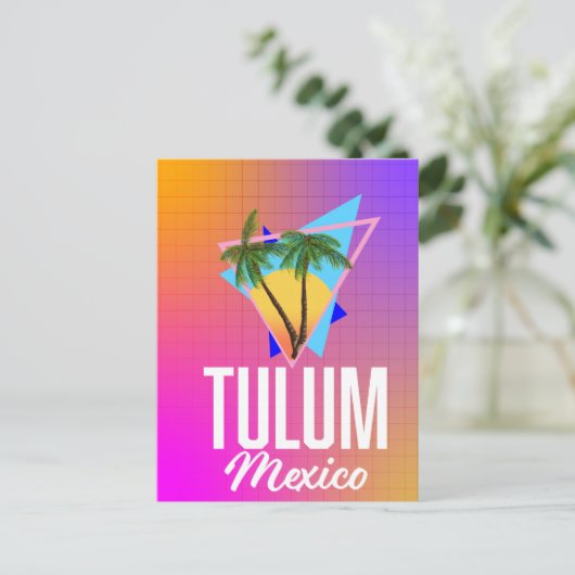 Tulum Mexico Retro reisposter. Briefkaart (Staand voorkant)