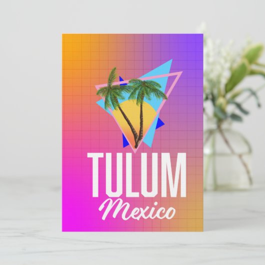 Tulum Mexico Retro reisposter. Kaart (Staand voorkant)