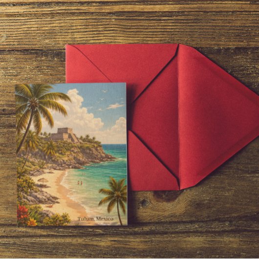 Tulum Mexico Retro Strandbestemming Briefkaart