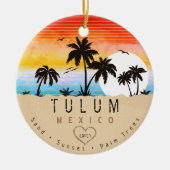 Tulum Mexico Retro Zonsondergang Palmboom Souvenir Keramisch Ornament (Voorkant)