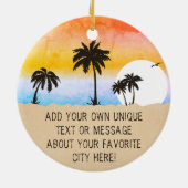 Tulum Mexico Retro Zonsondergang Palmboom Souvenir Keramisch Ornament (Achterkant)