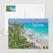 TULUM (Mexico) RUÏNES BOVEN STRAND EN CARIBISCH GE Briefkaart (Voorkant / Achterkant)