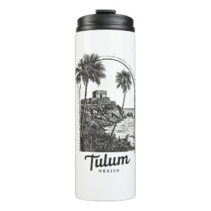 Tulum Mexico Vintage Reisbestemming Mayaanse Ruïne Thermosbeker