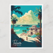 Tulum Mexico vintage reisillustratie Briefkaart (Voorkant)