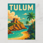 Tulum Mexico Vintage Travel Art Briefkaart (Voorkant)