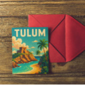 Tulum Mexico Vintage Travel Art Briefkaart