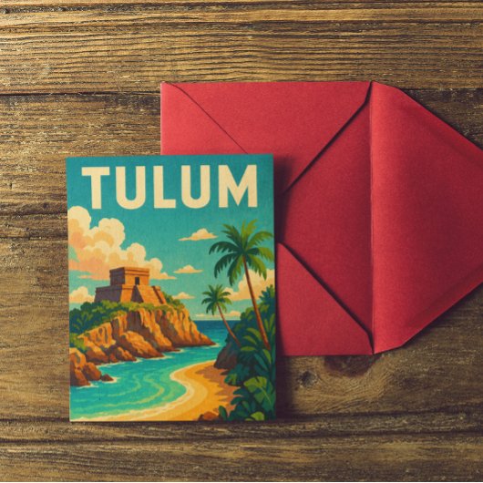 Tulum Mexico Vintage Travel Art Briefkaart