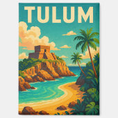 Tulum Mexico Vintage Travel Art Magneet (Voorkant)