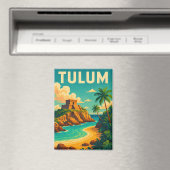 Tulum Mexico Vintage Travel Art Magneet (Insitu (Vaatwasser))