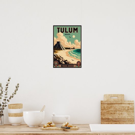 Tulum Mexico Vintage Travel Poster (Keuken)