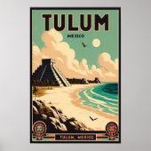 Tulum Mexico Vintage Travel Poster (Voorkant)
