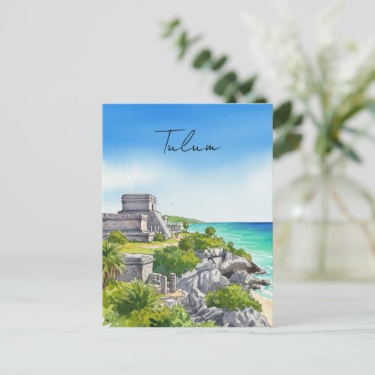 Tulum Mexico Waterverf Briefkaart (Staand voorkant)
