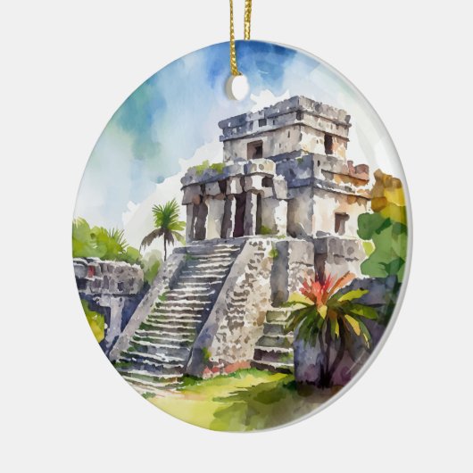 Tulum Mexico Waterverf Keramisch Ornament (Links)