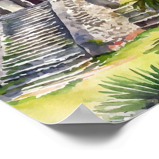 Tulum Mexico Waterverf Poster (Hoek)