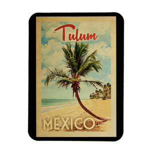 Tulum Palm Tree Vintage Travel Magneet