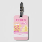 Tulum, Reiskunst, Preppy Art, Roze Bagagelabel (Voorkant (verticaal))