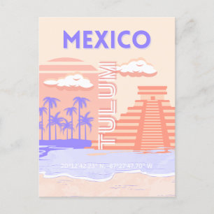 Tulum, Reiskunst, Retro Kunst Feestdagenkaart