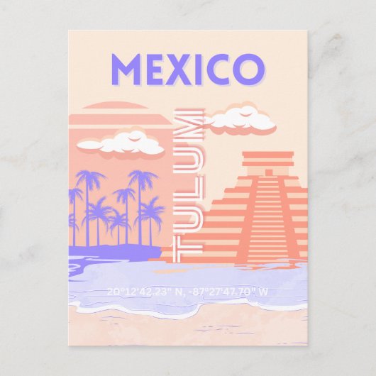 Tulum, Reiskunst, Retro Kunst Feestdagenkaart (Voorkant)