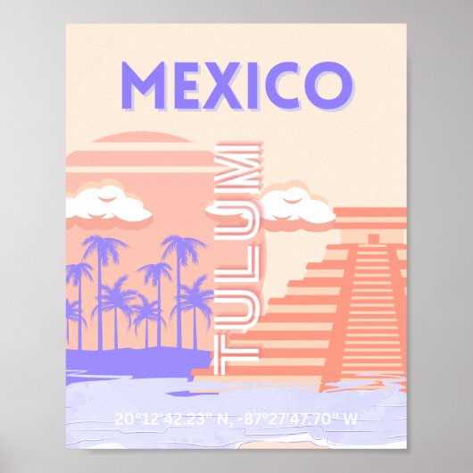 Tulum, Reiskunst, Retro Kunst Poster (Voorkant)