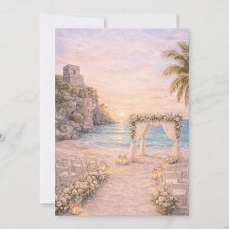 Tulum-strandhuwelijksuitnodiging | Bewerkbaar Kaart