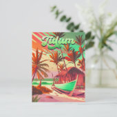 Tulum Yucatán Mexico Beach Waterverf Zonsondergang Briefkaart (Staand voorkant)