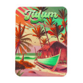 Tulum Yucatán Mexico Beach Waterverf Zonsondergang Magneet (Verticaal)