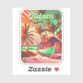 Tulum Yucatán Mexico Beach Waterverf Zonsondergang Sticker (Vel)