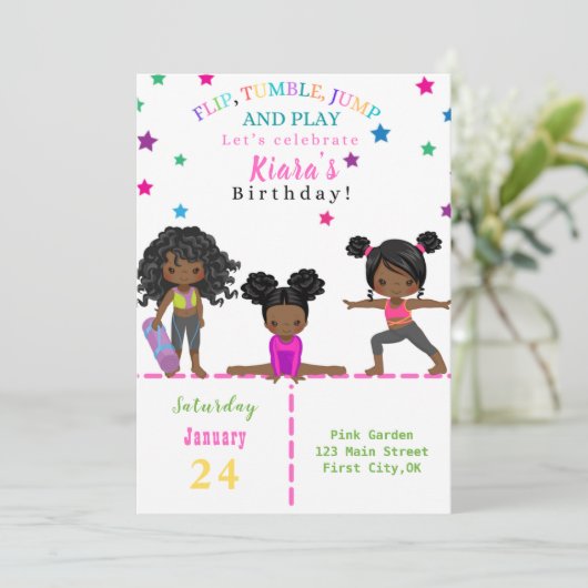 Tumble, Jump & Play Diverse Bday Uitnodiging (Staand voorkant)