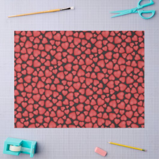 tumbled red hearts pattern tissuepapier (Craft)