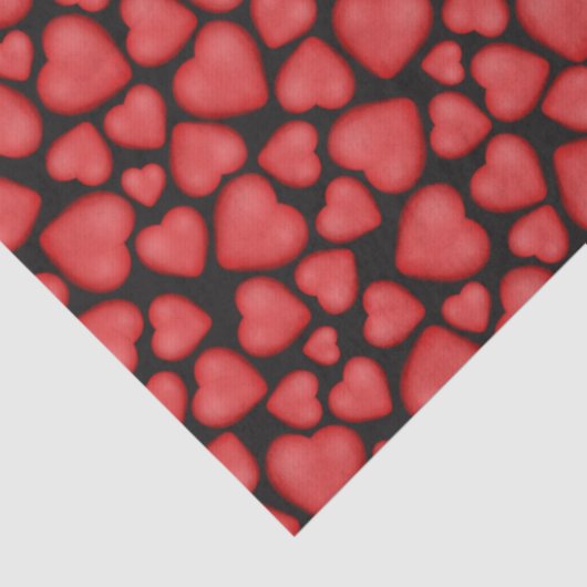 tumbled red hearts pattern tissuepapier (Detail)