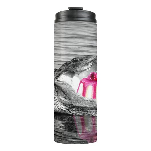 Tumbler Black & White Alligator & Cheesecake Thermosbeker (Voorkant)