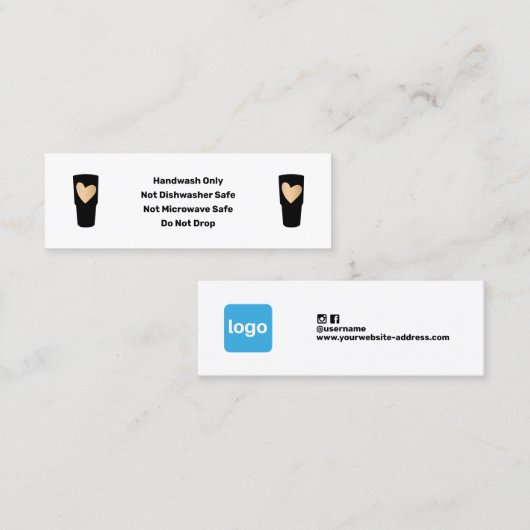 Tumbler Care Instructies Logo toevoegen Mini Visitekaartje (Voorkant / Achterkant)
