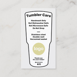 Tumbler Care Instructies Logo toevoegen Visitekaar Visitekaartje