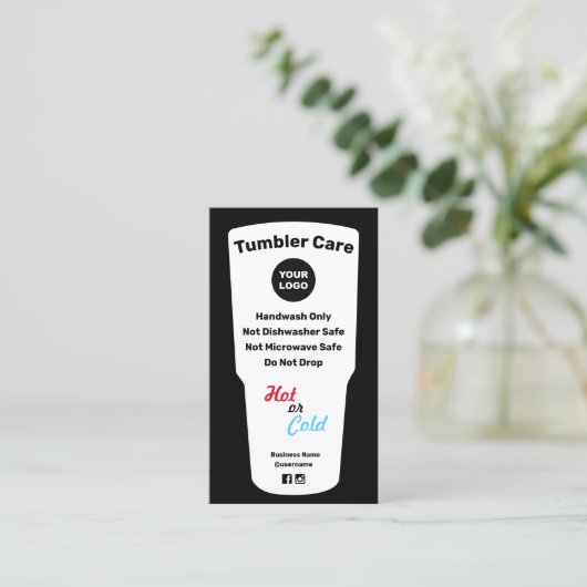 Tumbler Care Instructies Logo toevoegen Visitekaartje (Staand voorkant)