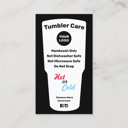 Tumbler Care Instructies Logo toevoegen Visitekaartje (Voorkant)