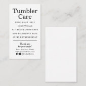 Tumbler Care Instructies Modern Zwart en Wit Visitekaartje (Voorkant / Achterkant)