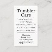 Tumbler Care Instructies Modern Zwart en Wit Visitekaartje (Voorkant)