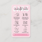 Tumbler Care Instructies Trendy Girly Retro Roze Visitekaartje (Voorkant)