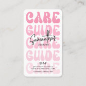 Tumbler Care Instructies Trendy Girly Retro Roze Visitekaartje (Achterkant)