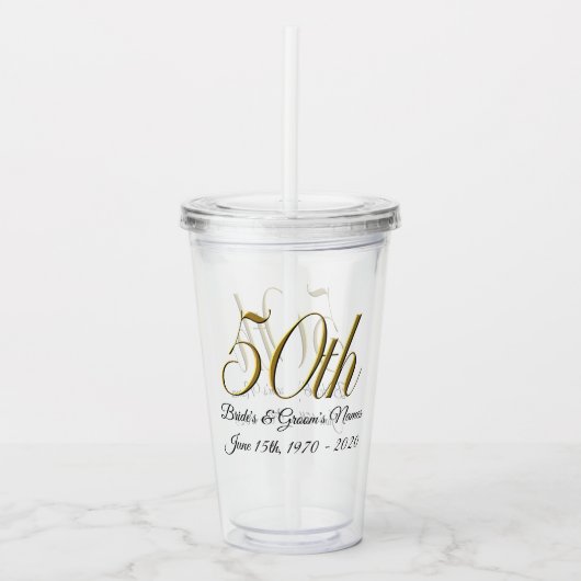 Tumbler - Gepersonaliseerd 50ste Jubileum voor bru Acryl Drinkbeker (Voorkant)