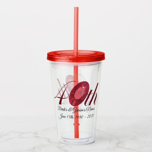 Tumbler - Gepersonaliseerd Jubileum voor 40ste bru Acryl Drinkbeker (Voorkant)
