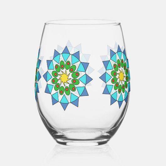 Tumbler - Kleurrijke Mandala's Wijnglas Zonder Voet (Achterkant)