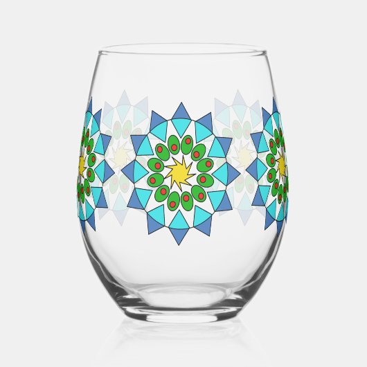 Tumbler - Kleurrijke Mandala's Wijnglas Zonder Voet (Links)