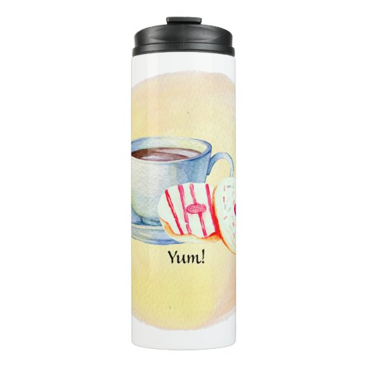 Tumbler met ontwerp voor koffie en donuts thermosbeker (Voorkant)