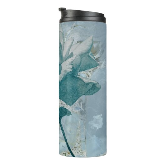 Tumbler met Turquoise-Roos Thermosbeker (Geroteerd rechts)