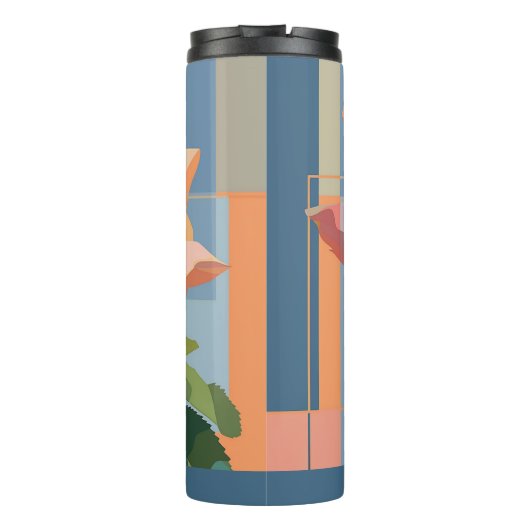 Tumbler met warmte-isolatie en tuinroosprint thermosbeker (Achterkant)